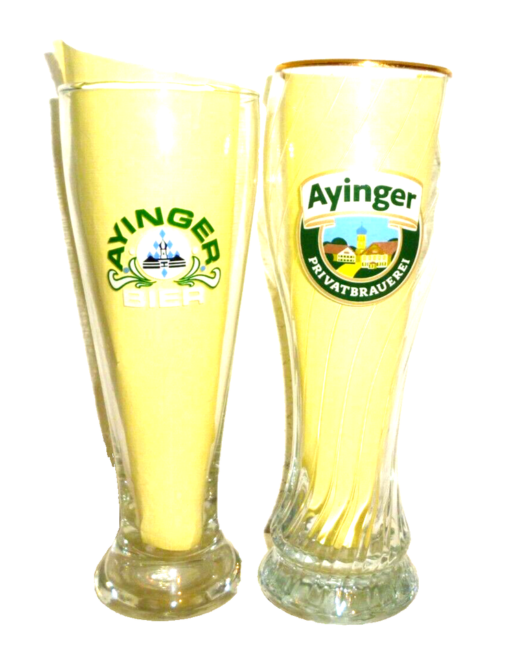 2 Ayinger Huber Reutberg Engel Ott Schweiger Maxlrain Weizen German Beer Glasses - £11.62 GBP
