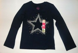 Faded Glory Girls Long Sleeve Shirt Blue Silver Star Size XSmall 4-5 NWT - £6.86 GBP