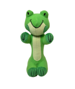 Vintage Plush Green Skinny Frog Rattle Stuffed Animal Baby Toy 8&quot; - £11.66 GBP