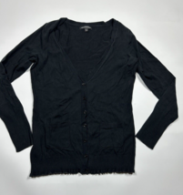 Express Design Studio Women Black Cardigan Large Ruffle Bottom Silk Blend - $21.49