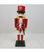 Vintage Style Wood Nutcracker Soldier Black &amp; Red 13 Inch Christmas Deco... - £20.73 GBP