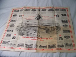 1912 OHIO CARRIAGE CO ADVERTISING POSTER  FACTORY HORSE DRAWN SULKY COLU... - $26.72