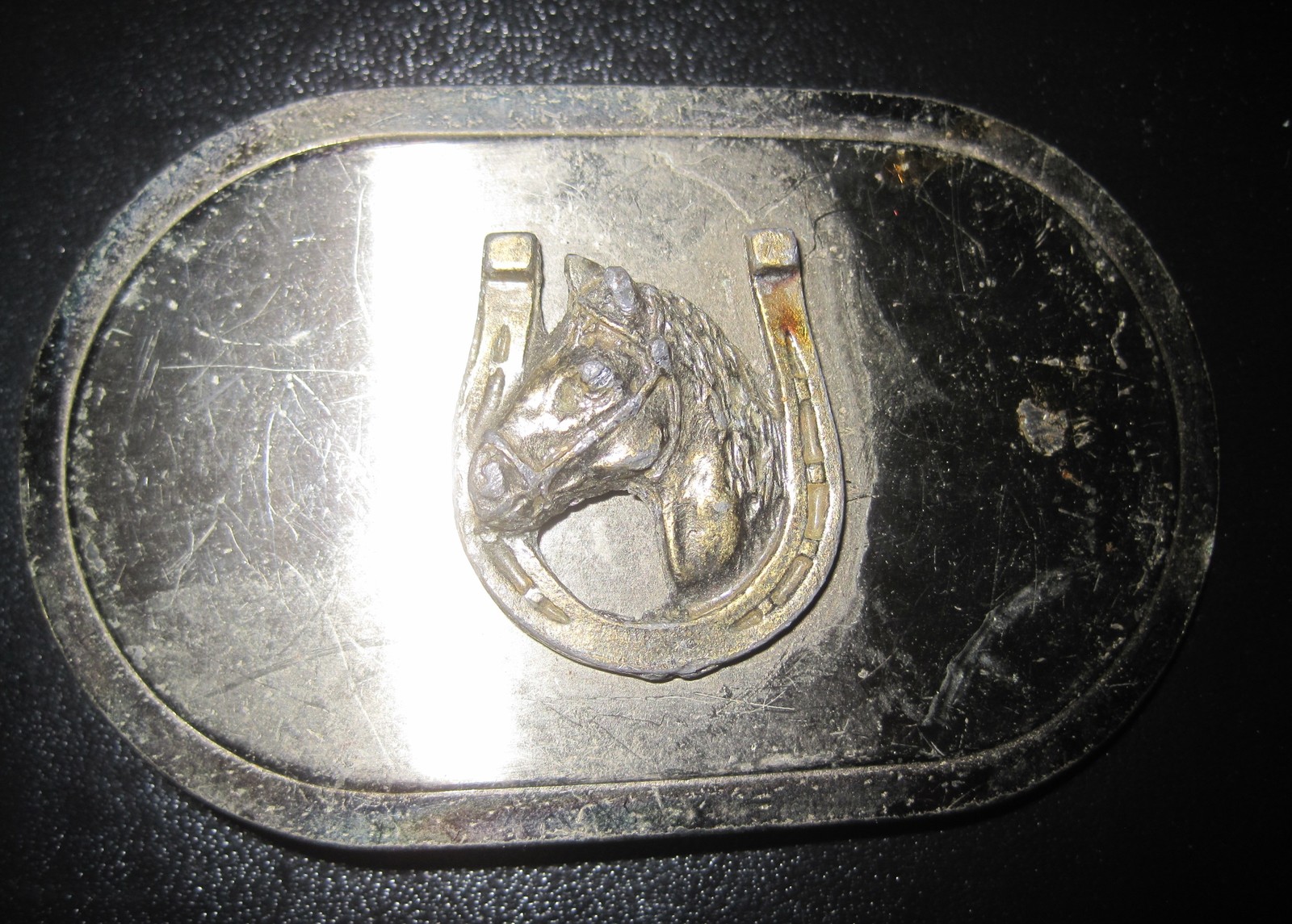 Vintage WESTERN STYLE Horse Shoe Center Piece COWBOY Western Rodeo Buckle - $30.00