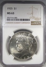 1925 Silver Peace Dollar NGC MS63 AN172 - $68.31