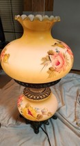 Huge Victorian Gone With the Wind Hurricane Amber Double Globe Rose Parlor Lamp - £471.96 GBP