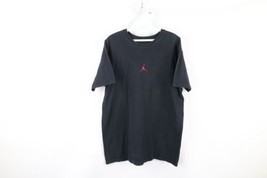 Vintage Nike Air Jordan Mens Large Distressed Jumpman Center Logo T-Shirt Black - £39.52 GBP