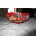 Vintage RANSBURG Hand Painted FLORAL Pottery FOOTED BOWL - 10&quot; x 3-3/4&quot; ... - £19.65 GBP