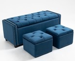47.5&quot; Wide Storage Ottoman Upholstered Ottoman Bench Set With Tufted Top... - $396.99