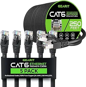 GearIT 5Pack 100ft Cat6 Ethernet Cable &amp; 250ft Cat6 Cable - $339.99
