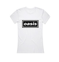 Ladies White Oasis Logo Liam Noel Gallagher Official Tee T-Shirt Womens Girls - £26.98 GBP