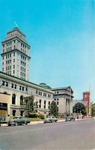 Chrome Postcard NJ F431 Broad St Public Library Court House Elizabeth ca1950 - $3.47