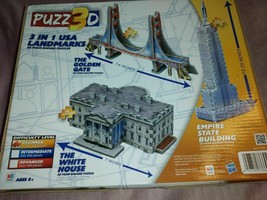 PUZZ3D 3 IN 1 USA Landmarks Puzzles White House, Empire State Bldg, Gold... - £8.89 GBP