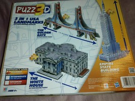 PUZZ3D 3 IN 1 USA Landmarks Puzzles White House, Empire State Bldg, Golden Gate - £9.09 GBP