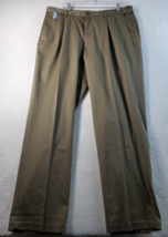 Haggar Pants Mens Size 36 Khaki Brown Cotton Slash Pockets Pleated Belt ... - £13.64 GBP