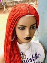 Lace Closure Hand Braided Lace Wig 30”Micro Braids Plaits Color Red - £93.48 GBP
