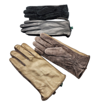 Lauren Ralph Lauren Leather Gloves Gray Size L Brown Size XL Women&#39;s Lined - £30.26 GBP