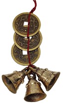 Feng Shui Vastu Lucky 3 Bell 3 Chinese Coins Vaastu Products Home Office - £26.32 GBP