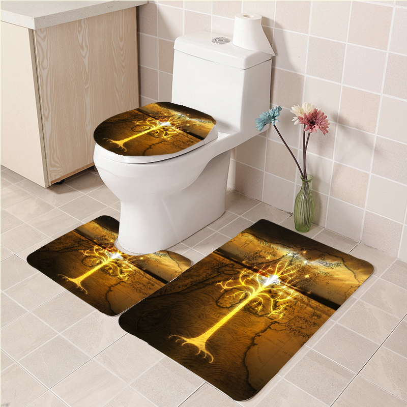 3Pcs/set White Tree Gondor Bathroom Toilet Mat Set Anti Slip Bath Mat De... - $33.29+