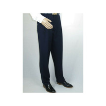 Men Apollo King Banded Collarless suit Mandarin 5 Buttons Wide leg M5-2 Navy image 8