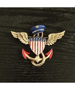 USA Vintage Military Brass Pin Patriot Nautical Enamel America Flag Wing... - £96.97 GBP