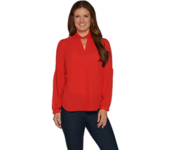Laurie Felt Woven Top with Keyhole Detail Red X-Large, A301673 - £11.14 GBP
