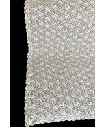 Vintage Lace Tablecloth 67x100 Light Beige Pink Floral Rose Pattern Rect... - $29.69