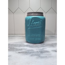 World Market Aqua Blue Ceramic Utensils Holder, 7&#39;&#39; Jar, Storage, Organizer - $376.33 MXN