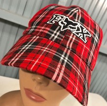 Fox Racing Red Plaid Adjustable Baseball Cap Hat - £15.79 GBP