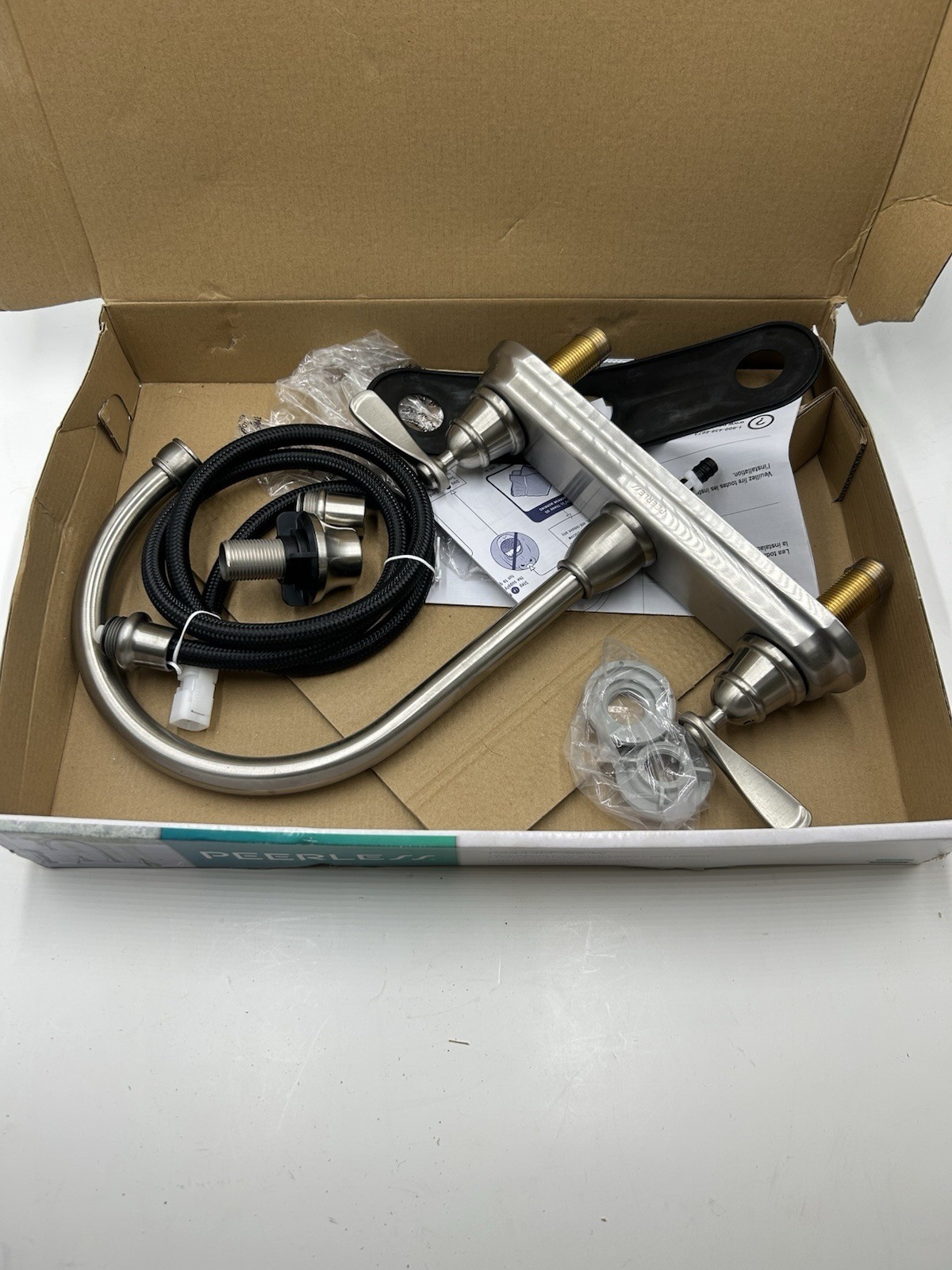 Peerless Two Handle Deck Mount Kitchen Faucet Stainless Steel P2943LF-SS- W New Item image 3
