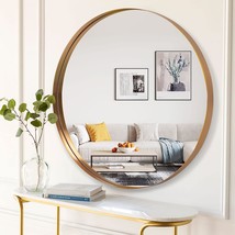 28 Inch Round Mirror Circle Mirrors For Wall, Gold Bathroom Mirror For Wall Roun - £98.98 GBP
