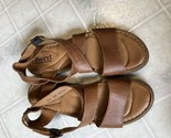 Born Open Toe Sandal BR0039841 Strappy Medium Brown Leather Flat Heel US... - $37.07