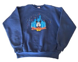 VINTAGE Disneyland Sweatshirt Mens Medium Blue Mickey Mouse Sweater Pull... - £18.16 GBP
