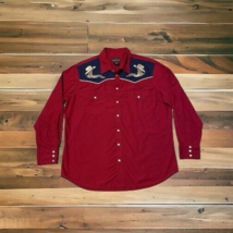 High Noon Shirt Mens XL Red Pearl Snap Western Wear Embroidered Cowboy R... - $34.95