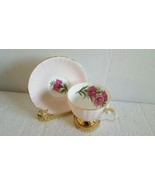 Vintage Lefton Tea Cup and Saucer Featured Pink Carnation on Gorgeous Ba... - £19.74 GBP