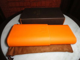 Brizard and Co Orange Leather Cigar Case with Suede Pouch NIB image 8