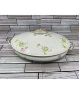 Antique A. Lanternier Limoges France Floral Porcelain Oval Covered Bowl ... - $26.43