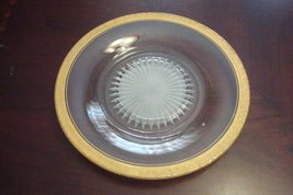 Plate Clear Glass with Enhanced Frosted Center, Simply Beautiful Gold Rim [GL-1] - £16.95 GBP
