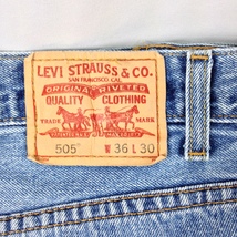Levis 505  Mens  Blue Jeans Stain Distressed Workwear Straight Leg Sz 36x30 - £7.07 GBP
