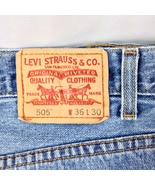 Levis 505  Mens  Blue Jeans Stain Distressed Workwear Straight Leg Sz 36x30 - £7.08 GBP