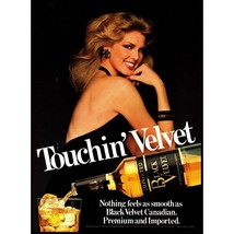 1972 Black Velvet Canadian Whisky Vintage Print Ad Blonde Strapless Dress Photo - £8.23 GBP