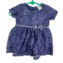 Carters Girls baby Size 3 Months Lace Overlay Navy Blue Dress Fancy Dressy - $8.90