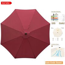 Strong 10Ft Replacement Canopy for 8 Ribs Umbrella - Elegant Burgundy De... - $61.33