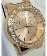 Jaclyn Smith Ladies Rose Gold Rhinestones Multi-Functional Watch Needs B... - £31.55 GBP