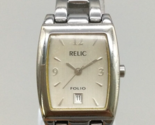 Relic Folio Watch Women 22mm Silver Tone Rectangle Date 30M New Battery 7&quot; - $24.74