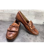 Allen Edmonds Loafers Men 11.5D Woodstock Shoes Brown Woven Leather Slip On - $37.44