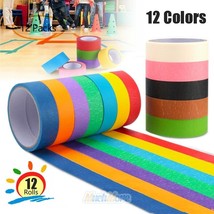 12Rolls Washi Tape Rainbow Color Paper Adhesive Sticker Masking Scrapboo... - $22.99