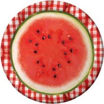 Watermelon Check 9 Inch Paper Plates 8 Pack Summer Birthday Party Decor - £8.85 GBP