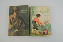 Adventures of Sherlock Holmes &amp; Tom Sawyer Lot of 2 VTG Books Illustrated 1965 - £15.23 GBP