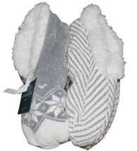 Aerosoles 2 Pair Sherpa Lined Cozy Slipper Socks Snowflake Chevron One Size - £19.65 GBP