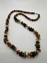 Vintage Multicolored Faux Amber Long Necklace 33&quot; NB6 - $15.84